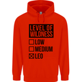 Levels of Wildness Leo Mens 80% Cotton Hoodie Bright Red