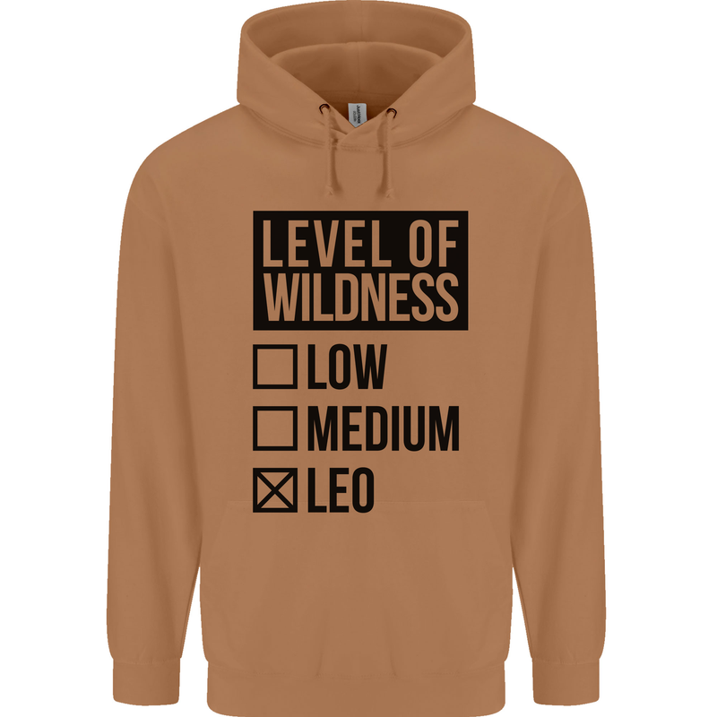Levels of Wildness Leo Mens 80% Cotton Hoodie Caramel Latte