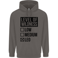 Levels of Wildness Leo Mens 80% Cotton Hoodie Charcoal