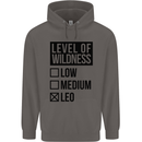 Levels of Wildness Leo Mens 80% Cotton Hoodie Charcoal
