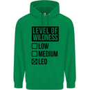 Levels of Wildness Leo Mens 80% Cotton Hoodie Irish Green