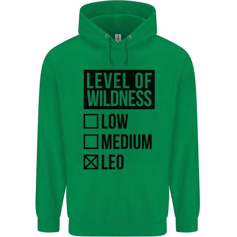 Levels of Wildness Leo Mens 80% Cotton Hoodie Irish Green