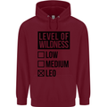 Levels of Wildness Leo Mens 80% Cotton Hoodie Maroon