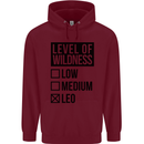 Levels of Wildness Leo Mens 80% Cotton Hoodie Maroon
