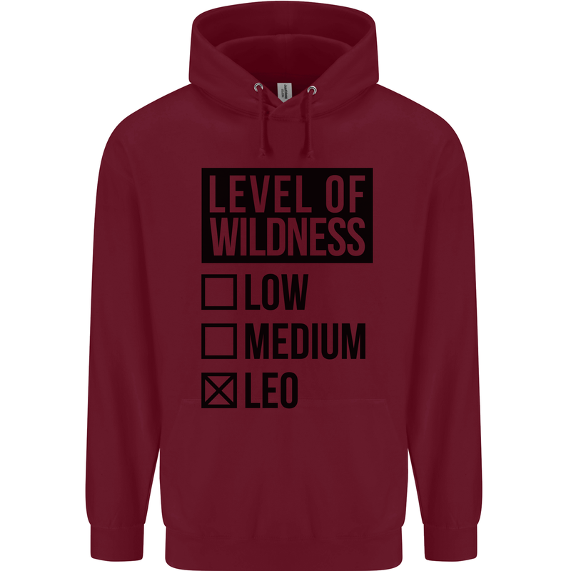 Levels of Wildness Leo Mens 80% Cotton Hoodie Maroon