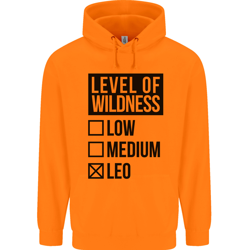 Levels of Wildness Leo Mens 80% Cotton Hoodie Orange