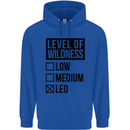 Levels of Wildness Leo Mens 80% Cotton Hoodie Royal Blue