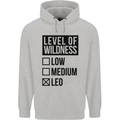 Levels of Wildness Leo Mens 80% Cotton Hoodie Sports Grey