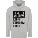 Levels of Wildness Leo Mens 80% Cotton Hoodie Sports Grey