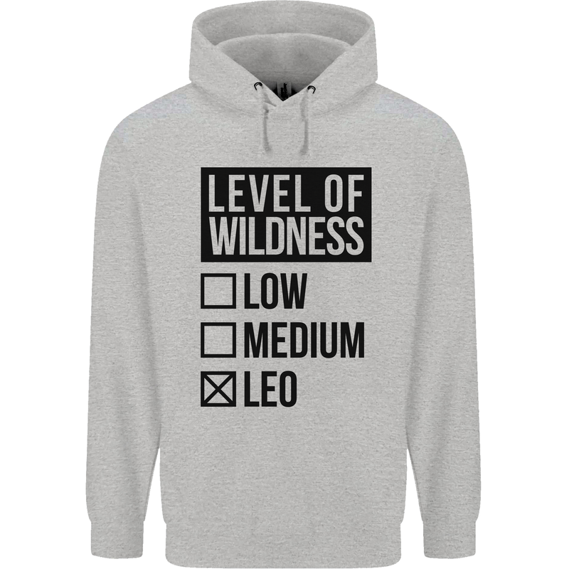 Levels of Wildness Leo Mens 80% Cotton Hoodie Sports Grey