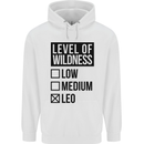 Levels of Wildness Leo Mens 80% Cotton Hoodie White