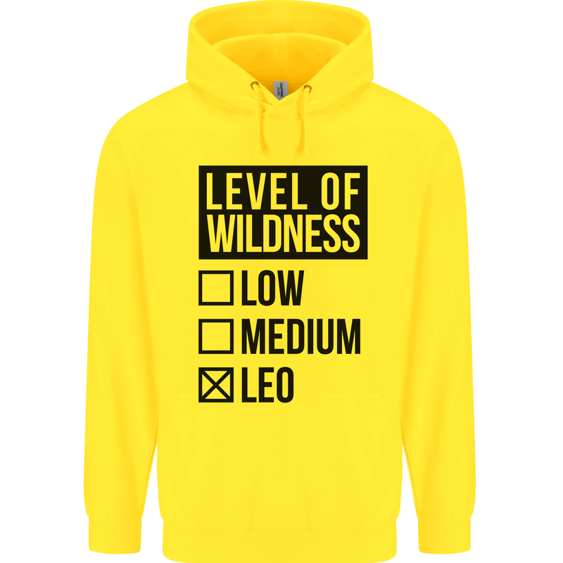 Levels of Wildness Leo Mens 80% Cotton Hoodie Yellow