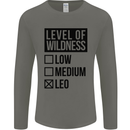 Levels of Wildness Leo Mens Long Sleeve T-Shirt Charcoal