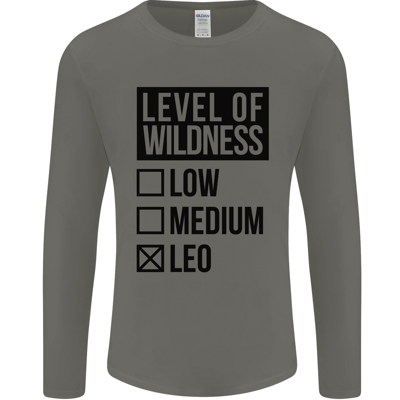 Levels of Wildness Leo Mens Long Sleeve T-Shirt Charcoal