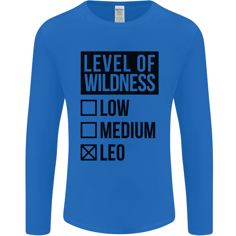 Levels of Wildness Leo Mens Long Sleeve T-Shirt Royal Blue