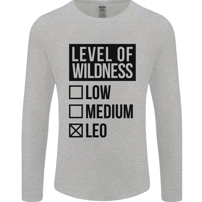 Levels of Wildness Leo Mens Long Sleeve T-Shirt Sports Grey