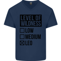 Levels of Wildness Leo Mens V-Neck Cotton T-Shirt Navy Blue
