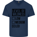 Levels of Wildness Leo Mens V-Neck Cotton T-Shirt Navy Blue