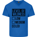 Levels of Wildness Leo Mens V-Neck Cotton T-Shirt Royal Blue