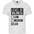 Levels of Wildness Leo Mens V-Neck Cotton T-Shirt White