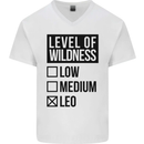 Levels of Wildness Leo Mens V-Neck Cotton T-Shirt White