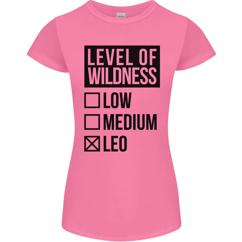 Levels of Wildness Leo Womens Petite Cut T-Shirt Azalea