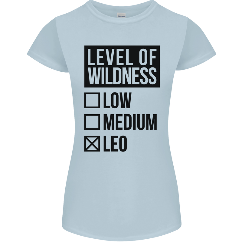Levels of Wildness Leo Womens Petite Cut T-Shirt Light Blue