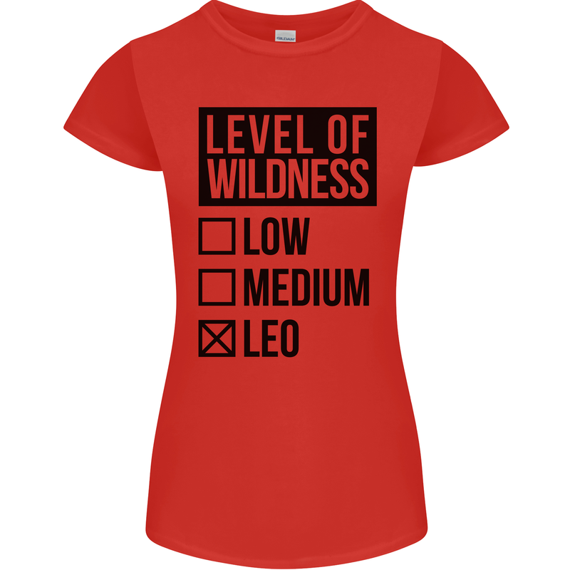 Levels of Wildness Leo Womens Petite Cut T-Shirt Red
