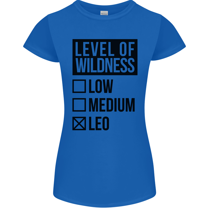 Levels of Wildness Leo Womens Petite Cut T-Shirt Royal Blue