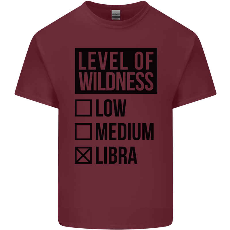 Levels of Wildness Libra Mens Cotton T-Shirt Tee Top Maroon