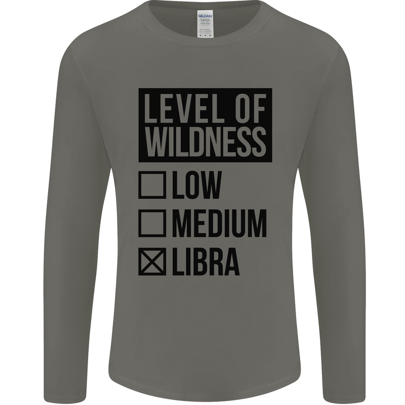 Levels of Wildness Libra Mens Long Sleeve T-Shirt Charcoal