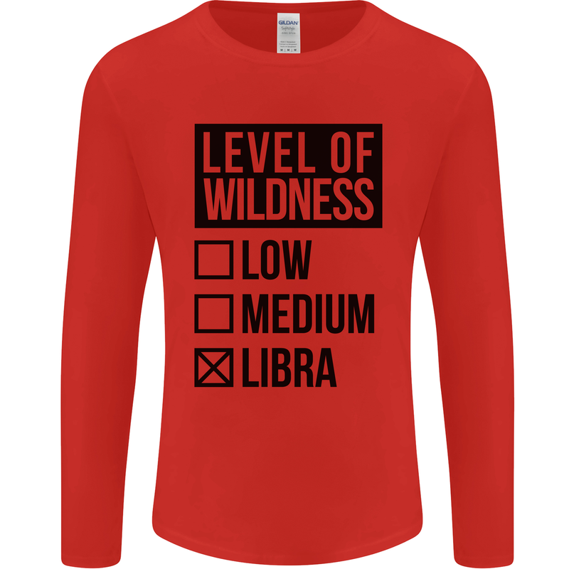 Levels of Wildness Libra Mens Long Sleeve T-Shirt Red