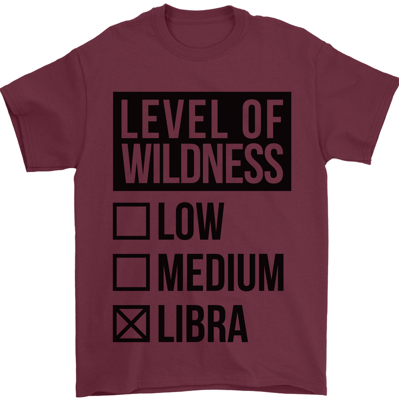 Levels of Wildness Libra Mens T-Shirt Cotton Gildan Maroon