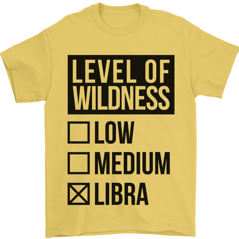 Levels of Wildness Libra Mens T-Shirt Cotton Gildan Yellow