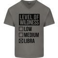 Levels of Wildness Libra Mens V-Neck Cotton T-Shirt Charcoal