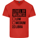 Levels of Wildness Libra Mens V-Neck Cotton T-Shirt Red