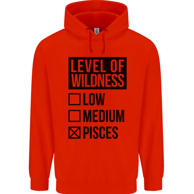 Levels of Wildness Pisces Childrens Kids Hoodie Bright Red