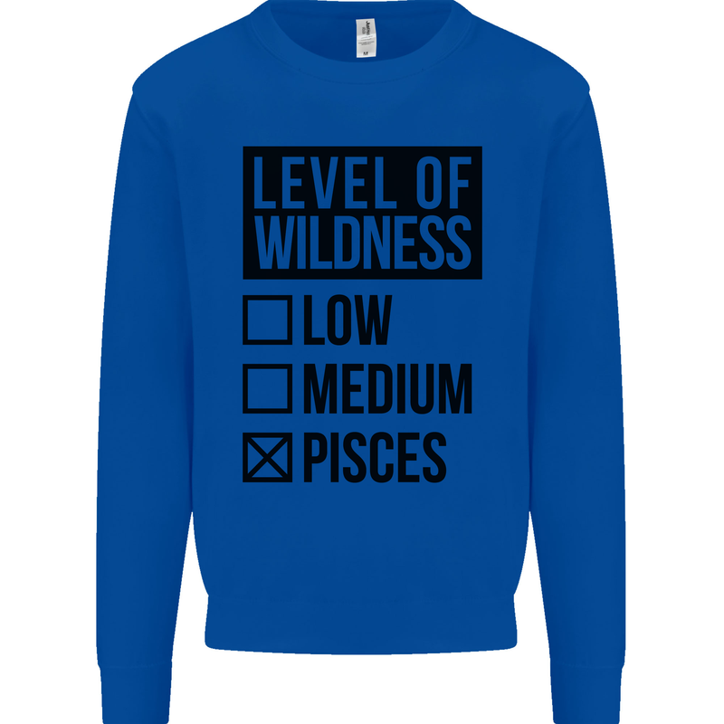 Levels of Wildness Pisces Kids Sweatshirt Jumper Royal Blue