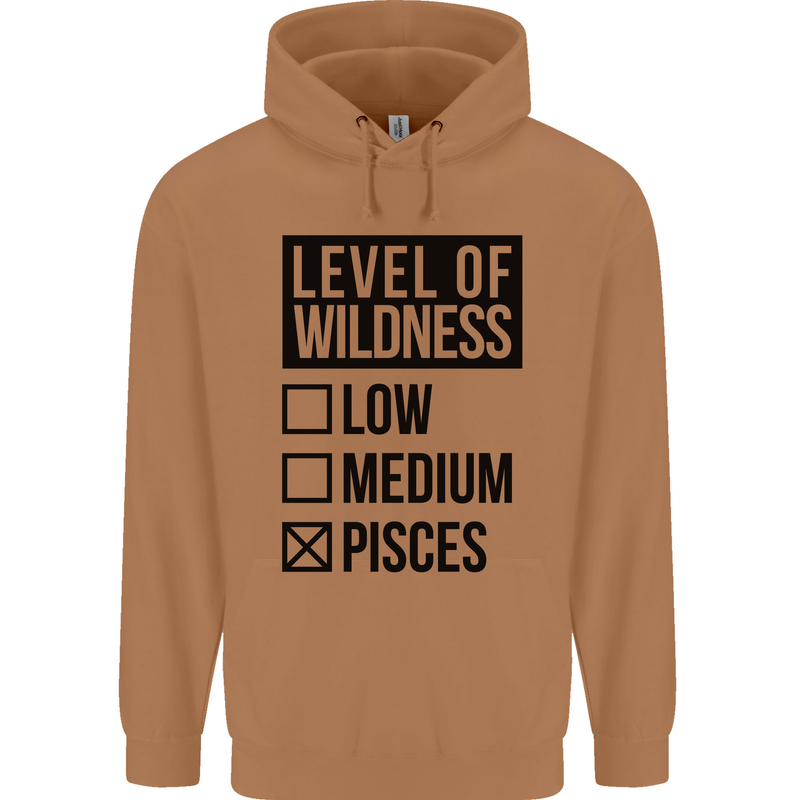 Levels of Wildness Pisces Mens 80% Cotton Hoodie Caramel Latte