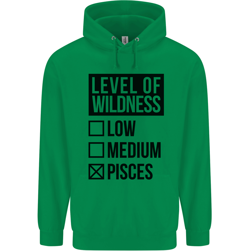 Levels of Wildness Pisces Mens 80% Cotton Hoodie Irish Green