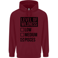 Levels of Wildness Pisces Mens 80% Cotton Hoodie Maroon