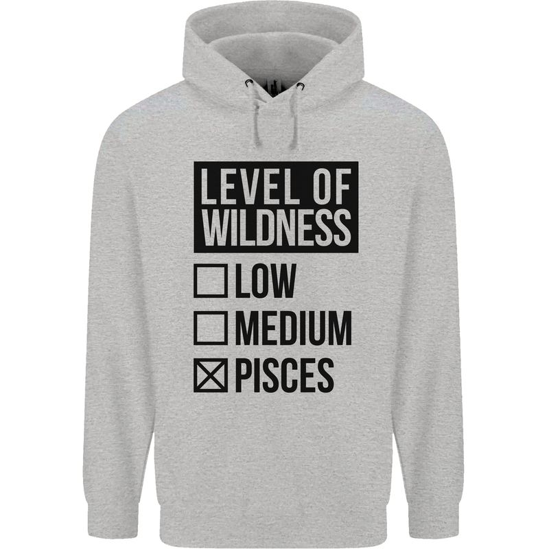 Levels of Wildness Pisces Mens 80% Cotton Hoodie Sports Grey