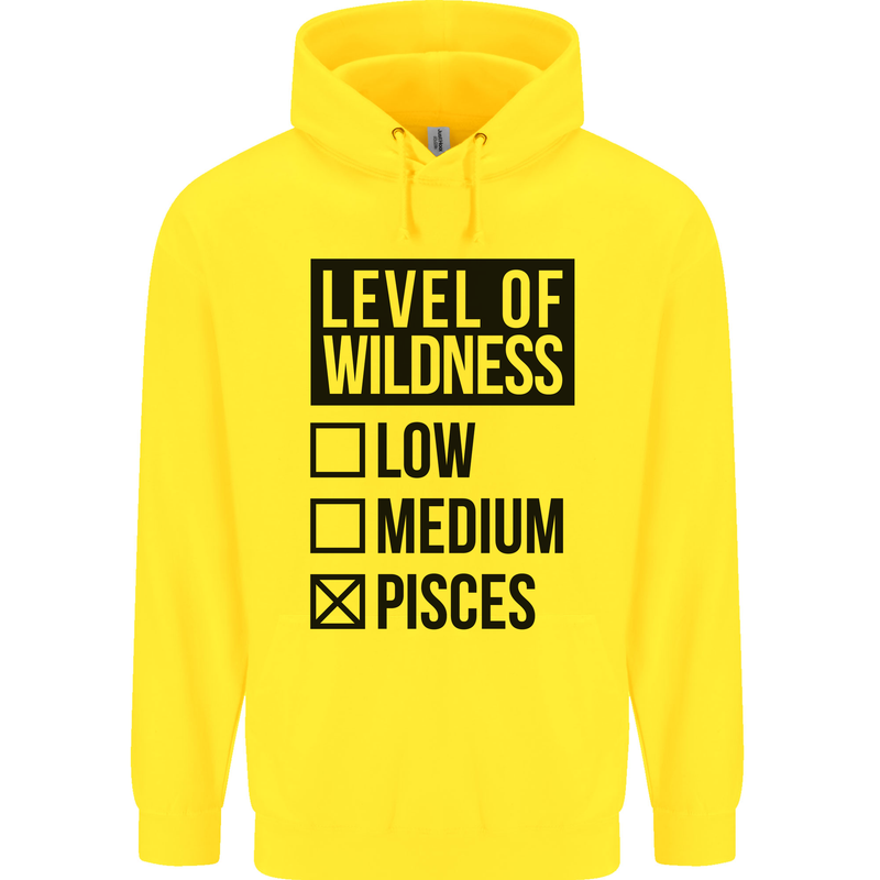 Levels of Wildness Pisces Mens 80% Cotton Hoodie Yellow
