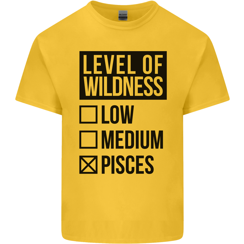Levels of Wildness Pisces Mens Cotton T-Shirt Tee Top Yellow