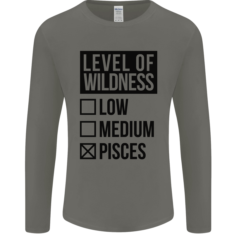 Levels of Wildness Pisces Mens Long Sleeve T-Shirt Charcoal