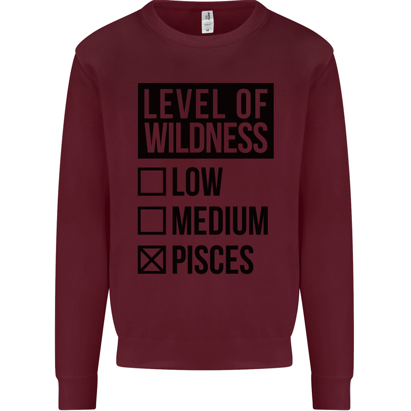 Levels of Wildness Pisces Mens Sweatshirt Jumper Maroon