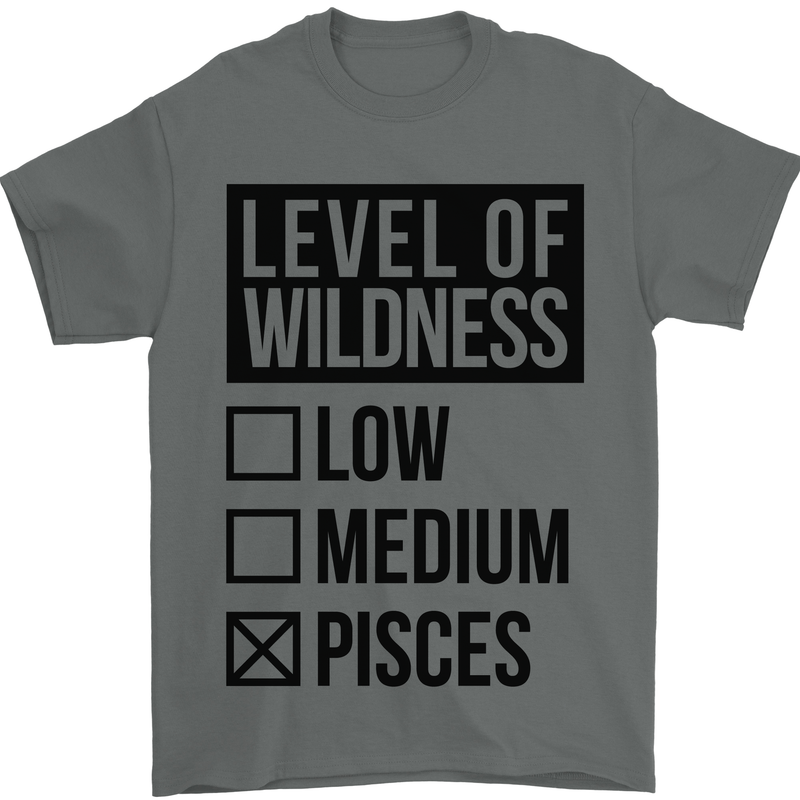 Levels of Wildness Pisces Mens T-Shirt Cotton Gildan Charcoal