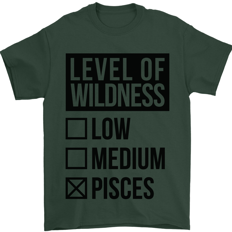Levels of Wildness Pisces Mens T-Shirt Cotton Gildan Forest Green
