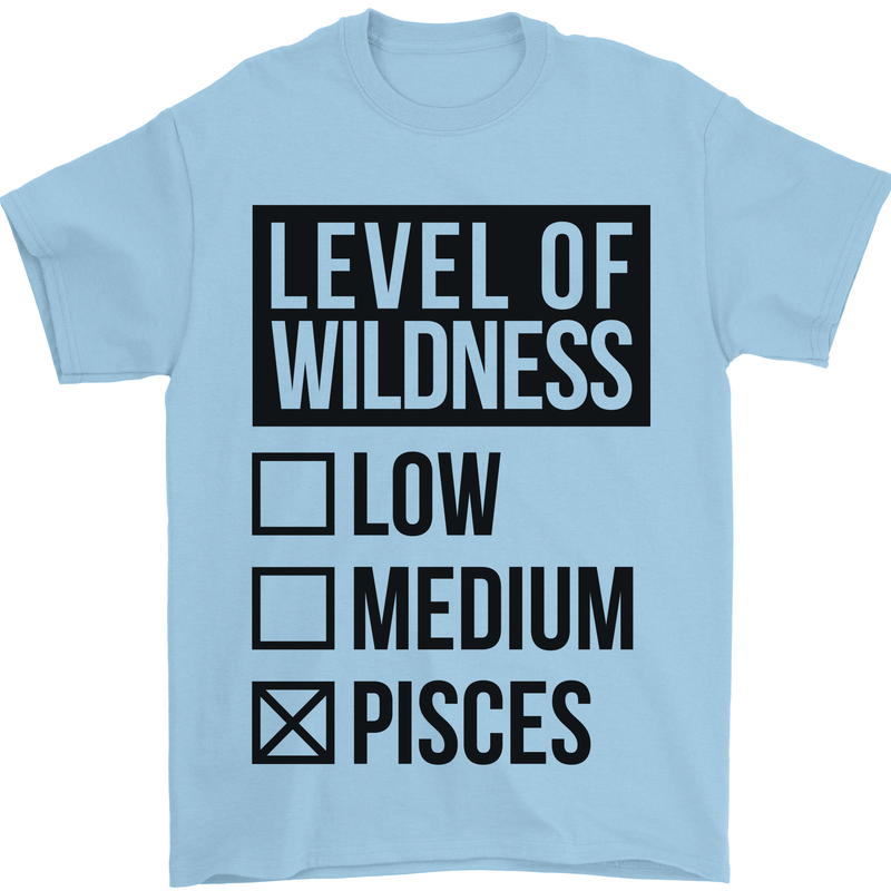 Levels of Wildness Pisces Mens T-Shirt Cotton Gildan Light Blue
