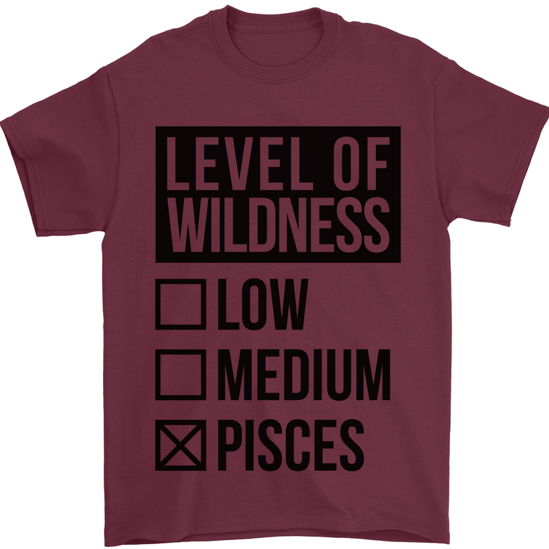 Levels of Wildness Pisces Mens T-Shirt Cotton Gildan Maroon